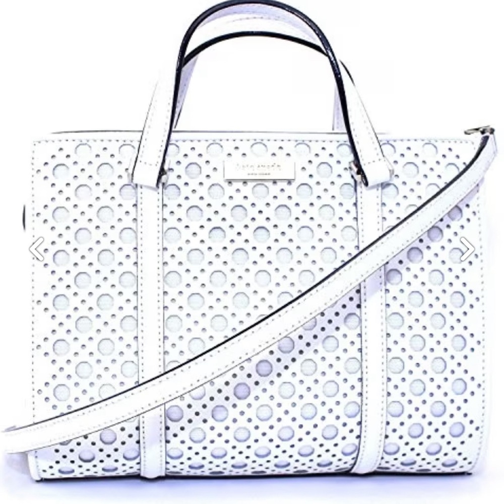 Kate Spade White Perforated Tote Bag
